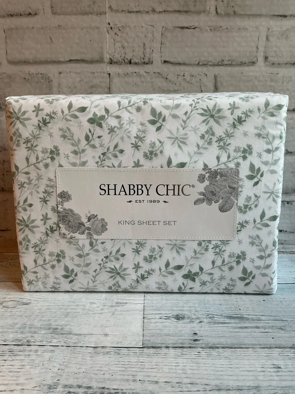 Shabby Chic King Microfiber Sheet Set - 4-Piece, Sage Maria Floral